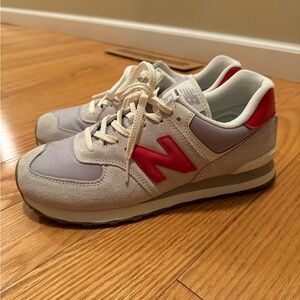 NWOT New Balance 574 Sneakers - Gray and Red